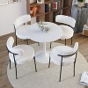 Gulches Dining Chair Set of 4, Mid-Century Modern Dining Chairs, Curved Backrest Round Upholstered Boucle Dining Chair with Black Metal Legs - 3 of 4