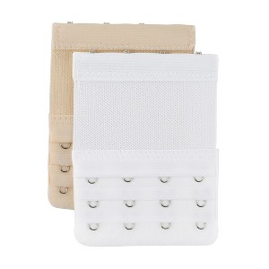 INSPIRE CHIC Women's Elastic Bra Hook Strap Extensions 3 Rows 2 Pcs - 1 of 4