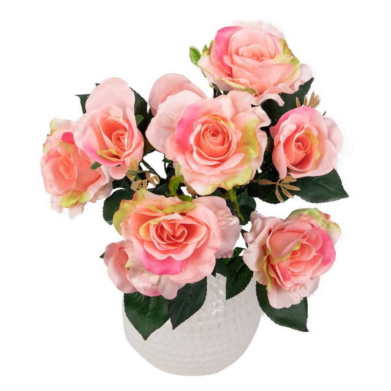 Allstate Floral 18" Pink Rose Artificial Silk Floral Bouquet, 3 of 5