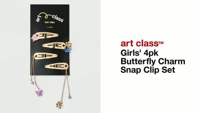 Girls&#39; 4pk Butterfly Charm Snap Clip Set - art class&#8482;, 2 of 5, play video