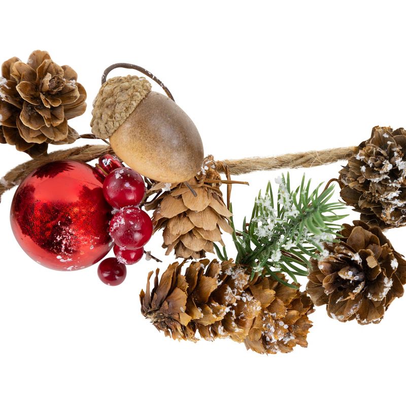 Northlight Pine Cones and Berries with Ornaments Christmas Twig Garland - 39.5" x 3" - Unlit, 6 of 8