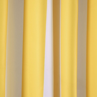 Lemon Yellow Stripe Blackout Polyester Wide Drapes, 2-Piece