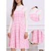 INSPIRE CHIC Women's Sleeveless Square Neck Plaid A-Line Pinafore Overall Tweed Dresses - 2 of 4
