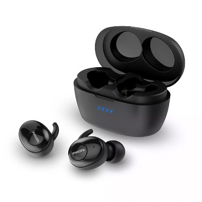 Philips T3215 Bluetooth 5.1 Wireless in-Ear Earbuds, TWS Stereo Headphones, IPX4, Up to 24 (6 + 18) hrs of Playtime (USB-C Charging), Black (TAT3215BK)