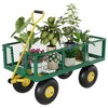 Heavy Duty Steel Garden Cart 500/900/1200 Lb Capacity, Utility Garden Trailer, 3 in 1 Pullable Garden Wagon for Gardening Soil/Tools/Plant Transport - 3 of 4