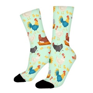 Chicken Characters In Different Poses Hen Women Printed Crew Socks Funny Funky Socks Soft Polyester Novelty Gifts for Artists Men - 1 of 1