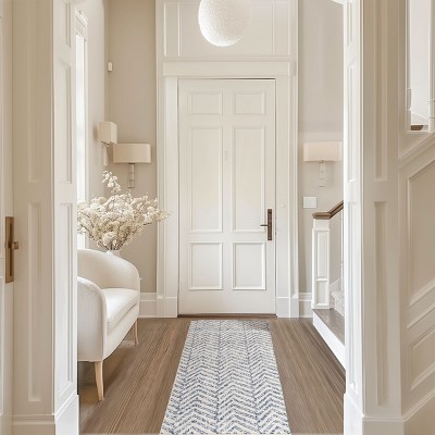 Blue Geometric Non-slip Rectangular Area Rug 5' x 7'