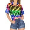 HAPPY BAY Women's Button Down Blouses Casual Summer Beach Party Short Sleeve Dressy Blouses Button Up Dress Hawaiian T Shirts - 2 of 4