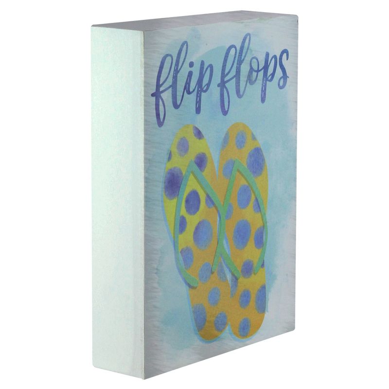 Northlight 7.25” Decorative Yellow and Orange with Blue Polka Dots “Flip Flops” Wooden Wall Plaque, 2 of 4