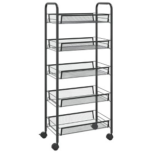 CLIHOME 5 Tier Mesh Rolling File Utility Cart Storage Basket Home Office Trolley Kitchen Pantry Organizers - 1 of 4