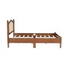 Ridstar Queen Size Wooden Platform Bed Frame with Natural Rattan Headboard-Walnut - 3 of 4