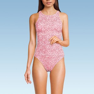 Lands' End Women's Tugless High Neck Strappy Back Tankini Swimsuit Top - 1 of 4