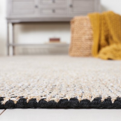 Natural and Black Flat Woven Cotton Area Rug, 5' x 8'