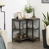 VECELO 3-Tier Corner Cabinet Industrial L-shaped Free-Standing Console Table with Double Doors and Storage Shelves Brown/Gray - 4 of 4