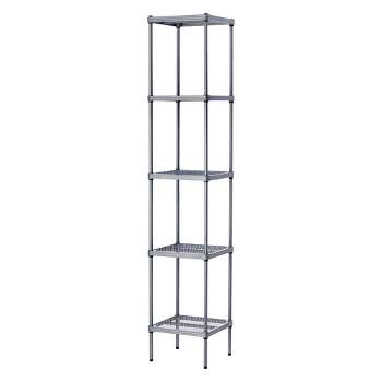Design Ideas MeshWorks 5 Tier Full-Size Metal Storage Shelving Unit Tower for Kitchen, Office and Garage Organization, 13.8” x 13.8” x 70.9” Silver