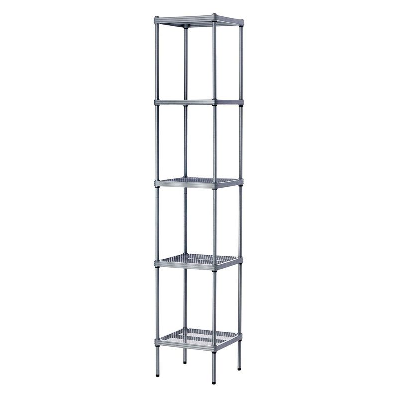 Design Ideas MeshWorks 5 Tier Full-Size Metal Storage Shelving Unit Tower for Kitchen, Office and Garage Organization, 13.8” x 13.8” x 70.9” Silver, 1 of 7