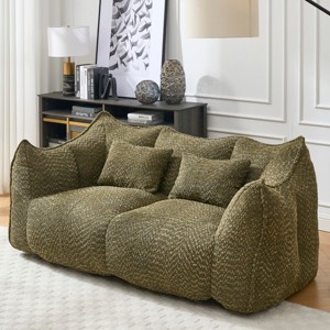 Bean Bag Lounger Modern with Chenille-Style Fabric and Square Shape for Living Room-3irtyhousy - 1 of 4