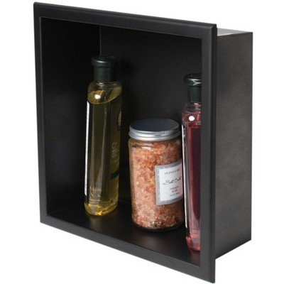 ALFI 12 x 12 Black Matte Stainless Steel Square Single Shelf Bath Shower Niche