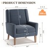 Modern Wingback Accent Chair, Upholstered Armchair with Lounge Seat & Wood Legs - 3 of 4