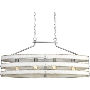 Progress Lighting Gulliver 4-Light Linear Chandelier, Galvanized Finish, Open Design, Antique White Accents, Steel - 1 of 4