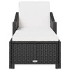 vidaXL Sun Lounger with Cream White Cushion Poly Rattan Black - 3 of 4