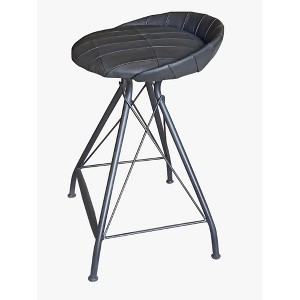 HomeRoots 24" Gray Leather and Iron Low Back Counter Height Swivel Bar Chair - 1 of 4