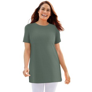 Woman Within Plus Size Perfect Crewneck Tunic - 1 of 4