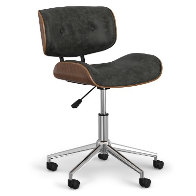 TiramisuBest Bentwood Office Chair - Dark Gray Faux Leather - Adjustable Height - Assembly Required