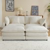 149.6" Modern Sofa Modular Sofa Couch Upholstered Corduroy L-Shape Sectional Sofa with Side Storage Pockets for Living Room, Beige - 2 of 4