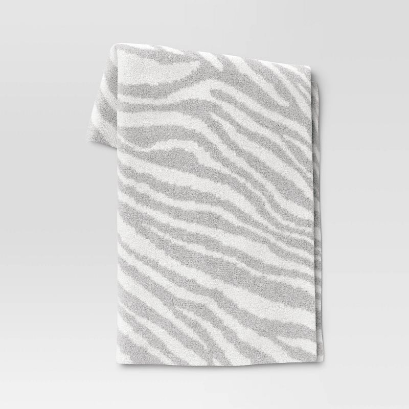Cozy Feathery Knit Zebra Throw Blanket Gray - Threshold&#8482;, 1 of 13