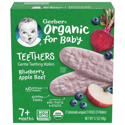 Gerber Teethers Organic Blueberry Apple Beetroot Baby Snacks - 1.7oz