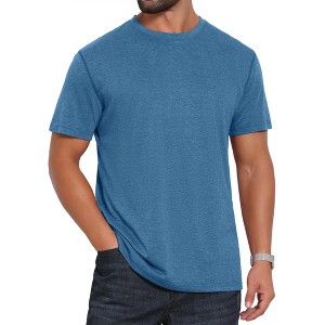 INSPIRE CHIC Men's Crew Neck Short Sleeve Solid Color Retro Style Casual T-Shirts - 1 of 4