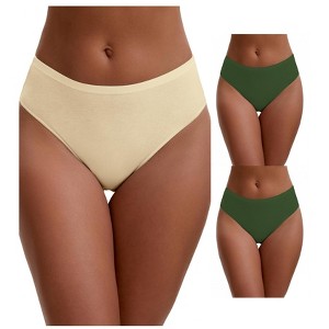 INSPIRE CHIC Women's Elastic Waistband Mid-Waisted Briefs Full Coverage Underwear 3 Packs - 1 of 4