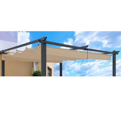 Outdoor Pergola Shade Cover Outdoor Retractable Durable Fabric Canopy Top Replacement for 10' X 13' Deck Porch yellow