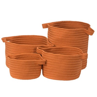 Colonial Mills American Farmhouse 4-Piece Basket Set - Orange 100% Polypropylene Round
