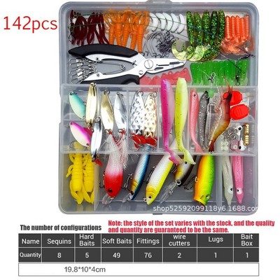 142pcs Fishing Lures Set Spoon Hooks Minnow Pilers Hard Lure Kit In Box Fishing Gear Accessories