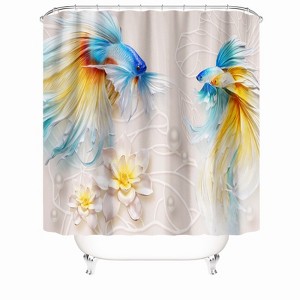 Goldfish And Flower Shower Curtains for Bathroom Waterproof Fabric Bath Curtain Durable Soft Stylish Bathroom Decor 72x72 Inch - 1 of 1