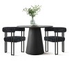 35" Modern Dining Set for 2,Round Dining Table+Upholstered Chenille Chairs Curved Backrest Armrest Kitchen Chair for Small Space Dining Room - 2 of 4