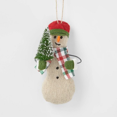 Plush Snowman with Tree Christmas Ornament - Wondershop™