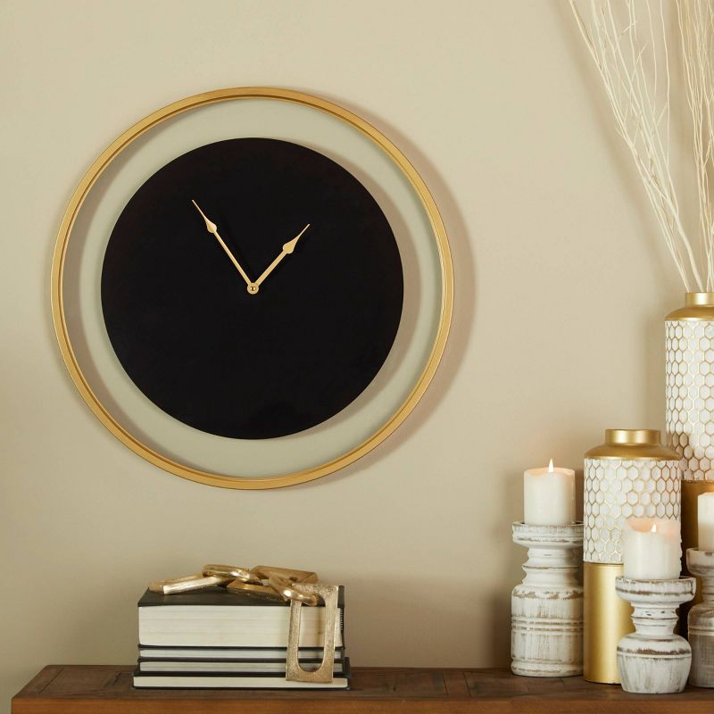 24&#34;x24&#34; Metal Wall Clock with Gold/Black - Olivia &#38; May, 2 of 6
