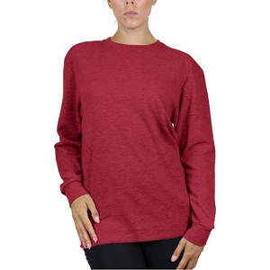 Galaxy By Harvic Women's Loose Fit Waffle Knit Thermal Shirt - 1 of 2