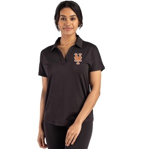 New York Mets Cutter & Buck Coastline Epic Comfort Recycled Womens Dolman Polo - Black - Medium - 1 of 1