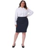 Agnes Orinda Women's Plus Size Texture Elastic Tight Fitting High Waist Business Casual Midi Pencil Skirt - 3 of 4