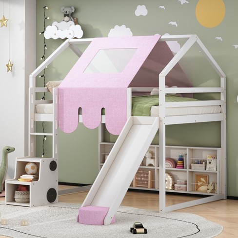 Whisen Modern Design House-shaped Wooden Loft Bed with Tent - image 1 of 4