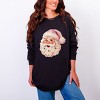 Santa Face Textured Paint - Women's Garment Dyed Long Sleeve Graphic T-Shirt - 3 of 4