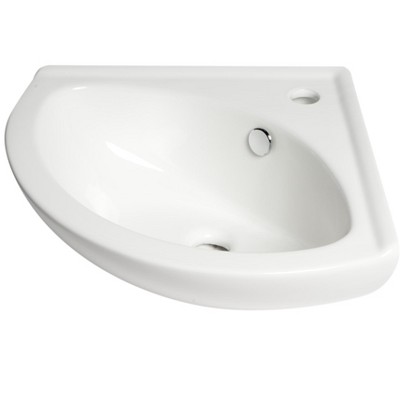 ALFI ABC120 White 22inches Corner Wall Mounted Ceramic Sink with Faucet Hole