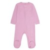 Everyday Kids 4-Pack Baby Girl Sleepers with Zippers – Soft Cotton Footed Pajamas in Pink Solids, Hearts, Moons, and Stars - 4 of 4