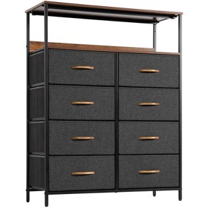 ZACHVO 8-Drawer Dresser with Shelves, Suede Veneer Fronts, Wooden Top, Steel Frame, Adjustable Feet & Anti-Tip Kit – 31.5x11.8x40.6Inch - 1 of 4