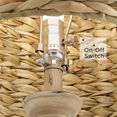 Beige Resin and Grass Tropical Table Lamp Set