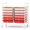 Gymax 12-Drawer Mobile Storage Cart Rolling Paper Organizer Trolley on Wheels Tabletop & Removable Storage Drawers Multipurpose Art Craft Tools Cart - 2 of 4